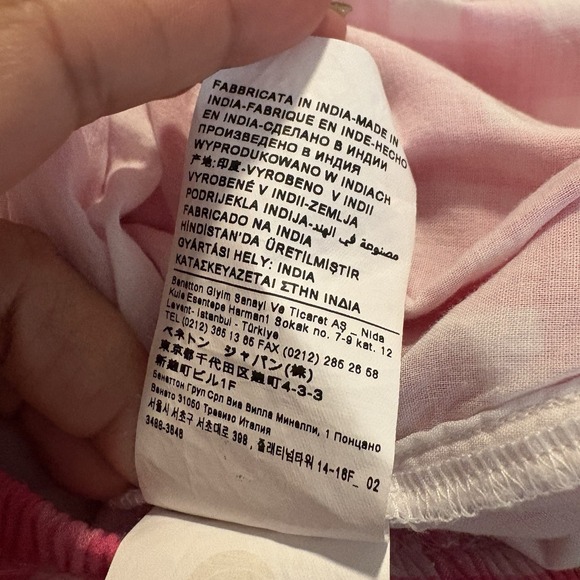 Benetton Little Girls Dress Gingham Ruffle Dress Off Shoulder Red Green Sz 11-12 - Picture 14 of 16